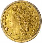 1874 Round 25 Cents. BG-876. Rarity-4-. Indian Head. MS-64 (PCGS).
