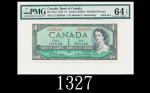 1954年加拿大银行1元，L/Z5555555号EPQ64佳品1954 Bank of Canada $1, s/n L/Z5555555, Beattie/Rasminsky sign. PMG E