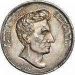 1860 Abraham Lincoln. DeWitt-AL 1860-10. Silvered white metal. 38.1 mm. Choice Very Fine.