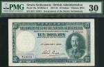 Government of the Straits Settlements, $10, 1 January 1934, serial number B/11 18551, green on multi
