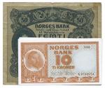 BANKNOTES. MISCELLANEOUS. Norway, Norges Bank: 50-Kroner, 1944, serial no. D. 0505718, signature: G 