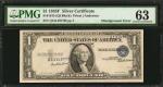 Fr. 1615. 1935F $1 Silver Certificate. PMG Choice Uncirculated 63. Misalignment Error.