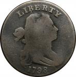 1798 Draped Bust Cent. S-162. Rarity-4. Style I Hair. Good-6.
