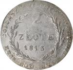 POLAND. Zamosc. 2 Zloty, 1813. Friedrich August I. PCGS Genuine--Scratch, EF Details.