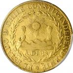 CHILE. 8 Escudos, 1820-So FD. Santiago Mint. PCGS Genuine--Cleaned, EF Details Gold Shield.