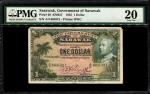 Sarawak, $1, 1935 (KNB27;P-20) S/no. A/3 668321, PMG 201935年沙捞越1元