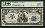 Fr. 280m. 1899 $5 Silver Certificate Mule Note. PMG About Uncirculated 50.