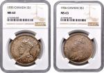 CANADA. Duo of Dollars (2 Pieces), 1935 & 1936. Ottawa Mint. Both NGC MS-63.