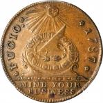 1787 (ca. 1860) Fugio Copper. "New Haven Restrike". Newman 104-FF, W-17560. Rarity-3. Brass. AU-53 (