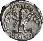 ROMAN REPUBLIC. Petillius Capitolinus. AR Denarius (3.89 gms), Rome Mint, ca. 43 B.C. NGC AU, Strike