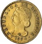 COLOMBIA. 8 Escudos, 1834-UR. Popayan Mint. PCGS Genuine--Repaired, AU Details Secure Holder.