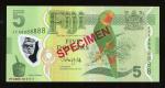 Reserve Bank of Fiji, specimen $5, ND (2013), serial numbers FFA8888888, control number 093, (Pick 1