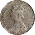 1897-B印度1卢比。孟买铸币厂。INDIA. Rupee, 1897-B. Bombay Mint. Victoria. NGC AU-55.