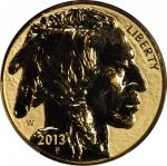 2013-W One-Ounce Gold Buffalo. Black Diamond Label. Reverse Proof-70 (PCGS).