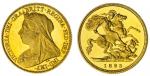 Victoria (1837-1901), Proof Half-Sovereign, 1893, by T. Brock and Benedetto Pistrucci, veiled head l