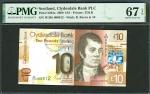 2009年苏格兰克莱兹戴尔银行10镑，编号W/HS 000012，PMG 67EPQ。Scotland, Clydesdale Bank, £10, 2009, low serial number W
