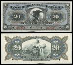 Costa Rica. Banco Mercantil de Costa Rica. 20 Colones. 1910-16. S203s. Black on multicolor. Eagle. 0