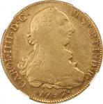 CHILE. 8 Escudos, 1797-DA. Charles IV (1788-1808). NGC VF Details--Harshly Cleaned.