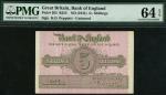 Bank of England, Kenneth Oswald Peppiatt (1934-1949), 5 shillings, ND (May 1941), no serial numbers,