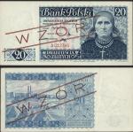 Bank Polski, World War II Government in exile, specimen 20 zlotych, 15 August 1939, red serial numbe