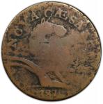 1787 New Jersey Copper. Maris 56-n, W-5310. Rarity-1. Camel Head--Overstruck on a Connecticut Copper