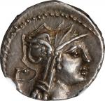 ROMAN REPUBLIC. D. Silanus L.f. AR Denarius (3.88 gms), Rome Mint, 91 B.C. NGC EF, Strike: 4/5 Surfa