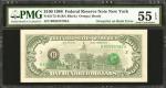 Fr. 2172-B. 1988 $100 Federal Reserve Note. New York. PMG About Uncirculated 55 EPQ. Overprint on Ba