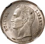 VENEZUELA. 1/2 Bolivar, 1901. Paris Mint. NGC MS-63.