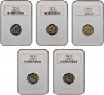 Lot of (5) 1939 Jefferson Nickels. Reverse of 1940. MS-67 (NGC). OH.