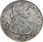 COLOMBIA. 1813/2-JF 8 Reales. Popayán mint. Ferdinand VII (1808-1833). Restrepo 120.4. AU Detail — E