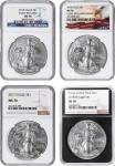 Lot of (4) 2010s Silver Eagles. MS-70 (NGC).