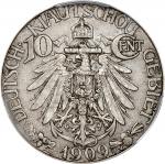 1909年青岛大德国宝壹角。柏林造币厂。(t) CHINA. Kiau Chau. 10 Cents, 1909. Berlin Mint. Wilhelm II. PCGS AU-55.