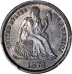 1873 Liberty Seated Dime. No Arrows. Proof-65 (PCGS).