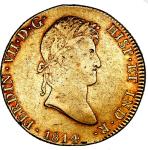 PERU, Lima, gold bust 8 escudos, Ferdinand VII, 1814 JP.