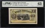 URUGUAY. Banco Nacional de la Republica Oriental del Uruguay. 1 Peso, 1887. P-A90b. Perforation Canc
