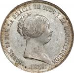 SPAIN. 20 Reales, 1851. Madrid Mint. Isabel II. PCGS AU-55.