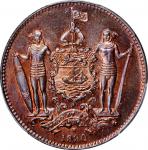 BRITISH NORTH BORNEO. Cent, 1890-H. Heaton Mint. PCGS SPECIMEN-66 Red Brown Gold Shield.