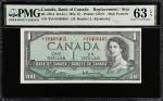 CANADA. Bank of Canada. 1 Dollar, 1954. BC-37bA. Replacement. PMG Choice Uncirculated 63 EPQ.
