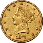 1874-CC Liberty Head Eagle. Winter 1-A, the only known dies. AU-53 (PCGS).