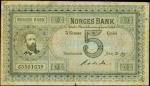 NORWAY. Norges Bank. 5 Kroner, 1892-95. P-1b. PMG Very Fine 25.