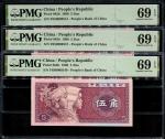 China, 5 Jiao, Peoples Republic, 1980 (P-883b) S/no. F6S0000541/547/549, PMG 69EPQ (3pcs)1980年中国人民银行
