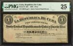 CUBA. Junta Central Republicana de Cuba y Puerto Rico. 1 Peso, 1869. P-61. PMG Very Fine 25.