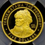 USA-Shawnee Nation アメリカ合衆国ショーニー族 5Dollars 2002 保証书付 with certificate PCGS-PR69DCAM Proof