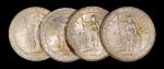 1909、1911、1930年香港“站人”银币四枚，近未使用至完全未使用品