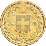 1883瑞士20 法郎金币 