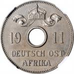 GERMAN EAST AFRICA. 10 Heller, 1911-A. Berlin Mint. Wilhelm II. NGC MS-63.