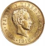 CUBA. 5 Pesos, 1916. Philadelphia Mint. PCGS MS-61.