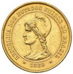 Foreign coins;BRASILE 10.000 Reis 1889 - KM 496 AU (g 8.99) Minimo colpetto al bordo. Segnetti al D/