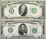 Lot of (2) Fr. 1950-K & 2001-D. 1928-28A $5 & $10 Federal Reserve Notes. About Uncirculated.