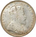 1903-B年海峡殖民地一圆银币。孟买铸币厂。STRAITS SETTLEMENTS. Dollar, 1903-B. Bombay Mint. Edward VII. PCGS AU-58.